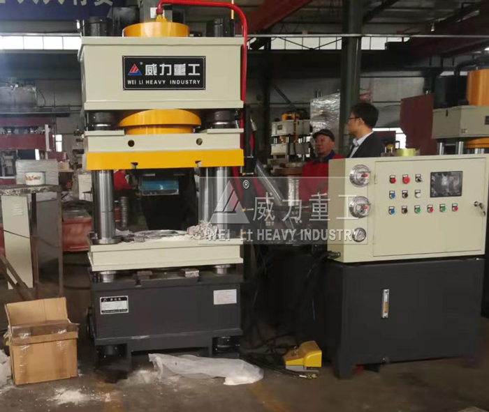 加工魚餌塊的315噸四柱液壓機